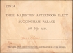 1929 KGV Official invitation card of Their Majesties
