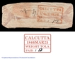 Pre Stamp Cover of 1848 of 12 Annas from Calcutta to Madras with Red Postmark of Weight Tola type