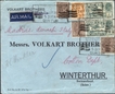 Air Mail Cover of KGV period dispatched from Guntur to Winterthur with instruction via Madras-Karachi-Italy