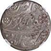 Graded & slabbed by NGC as MS62 Silver Rupee Coin of Farrukhabad Mint of Bengal Presidency.