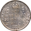 1909 (9 over 8) Rare Silver One Rupee Coin of King Edward VII of Bombay Mint.