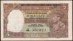 Burma Issue Very Rare Five Rupees Banknote of 1945 of King George VI Signed by J B Taylor.