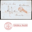 Rare Pre Stamp Cover Overland Mail Letter with India Paid seal sent from Bombay to Marseilles in 1854.