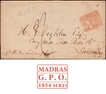 Pre Stamp Cover Steamer letter dispatched from Madras to Southampton in 1854.