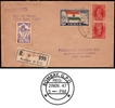 Registered Private First Day Cover with Jai Hind Label, George VI 1 Anna Tete-beche Stamps of 1947.