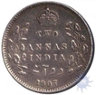 Silver 2 anna  of 1907 of King Edward VII of Calcutta mint.