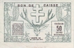 Paper money of New Caledonia of 50 Centimes of 1943 issued.