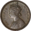 Copper Quarter Anna of Victoria Queen of Bombay  Mint of 1862.