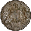 Copper Quarter Anna of East India Company of Calcutta Mint of 1835.