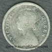 Error Silver Quarter Rupee Coin of Victoria Queen of Calcutta Mint of 1876.