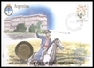Argentina. 1986. Special Cover With Coin & Stamps with Special Cancellation. Cover, Coin & Stamp on Horse & Jockey Theme. 