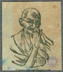 Newsprint Green Colour of Triangle Shaped of Gandhi.
