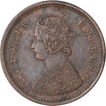 Copper One Twelfth Anna Coin Of Victoria Empress of Bombay Mint of 1884.