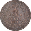 Copper One Twelfth Anna Coin of Victoria Empress of Calcutta Mint of 1897.