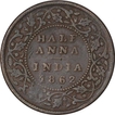 Copper Half Anna Coin of Victoria Queen of Bombay Mint of 1862.