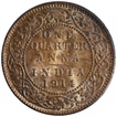 Copper One Quarter Anna Coin of King George V of Calcutta Mint of 1914.
