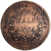 Copper Half Anna Coin of East India Company of  Calcutta Mint of 1845.