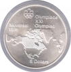 Canada Silver Five Dollars Proof Coin of Olympic Games of 1976.